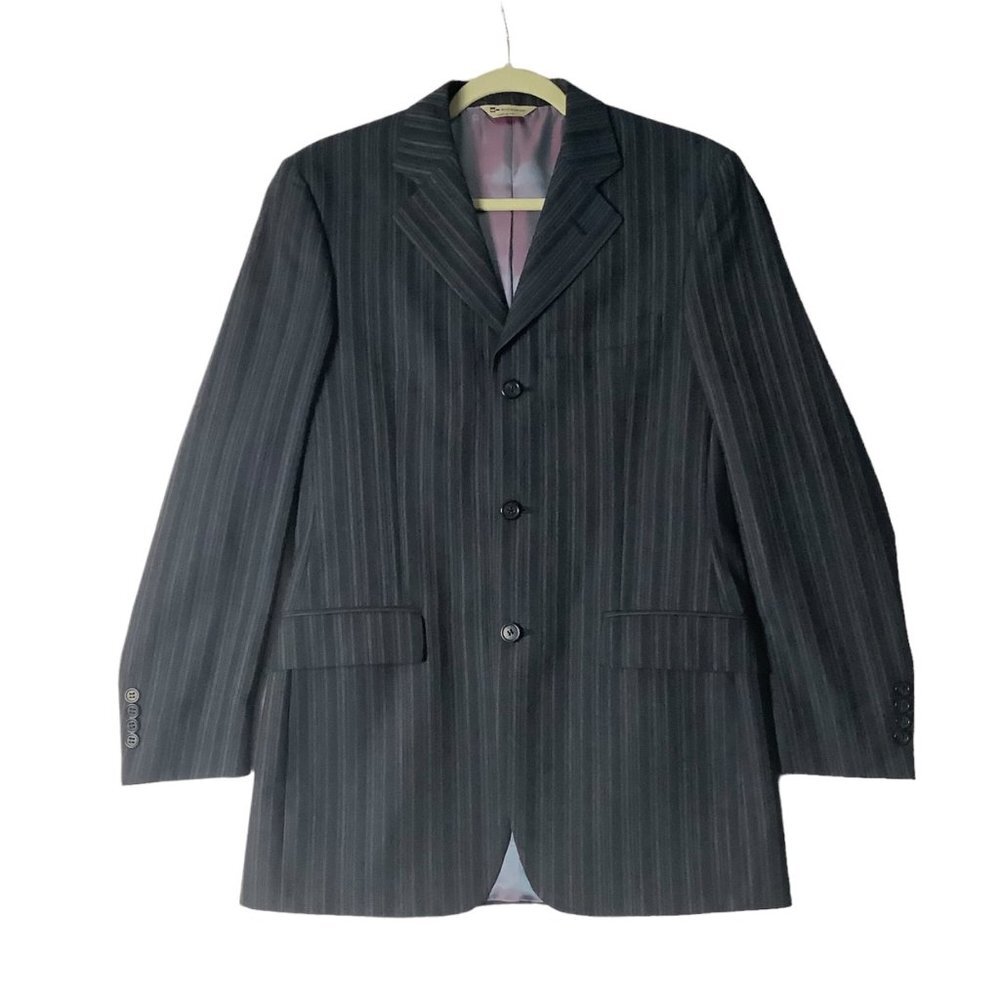 WILKE-RODRIGUEZ Suit Jacket‎ Men 36 Regular 100% Wool Pinstripe 3 Button